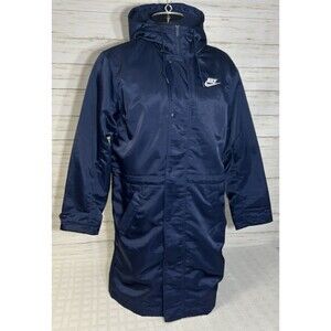 Nike Club Stadium Parka Men SMALL BLUE FB7320-410 Long Hooded Jacket Coat Winter